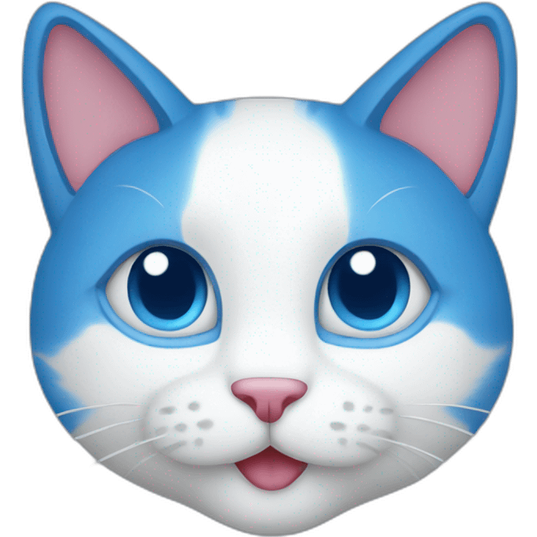 blue and white cat with heart emoji