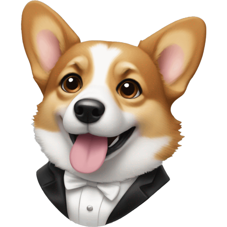 Corgi in tuxedo with an Oscar  emoji