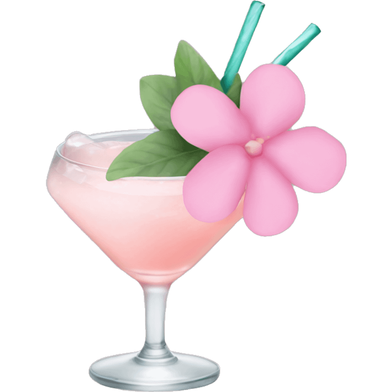 Cocktail with light pink flowers emoji