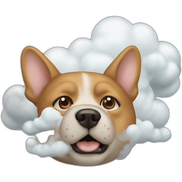 Un chien qui fume avec un chat emoji