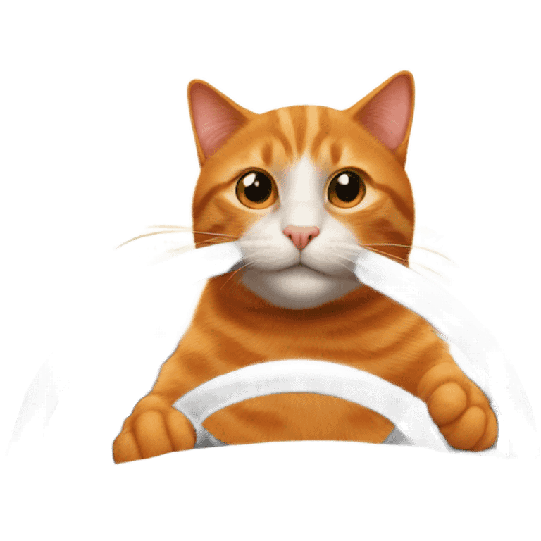 Orange cat driving a car emoji