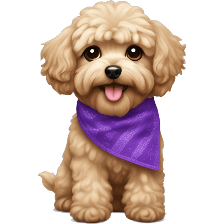 Tan maltipoo dog with purple bandana emoji