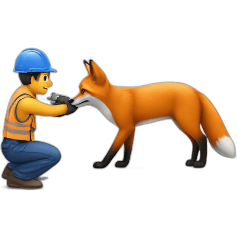 A fox delivering out a drill to a customer emoji