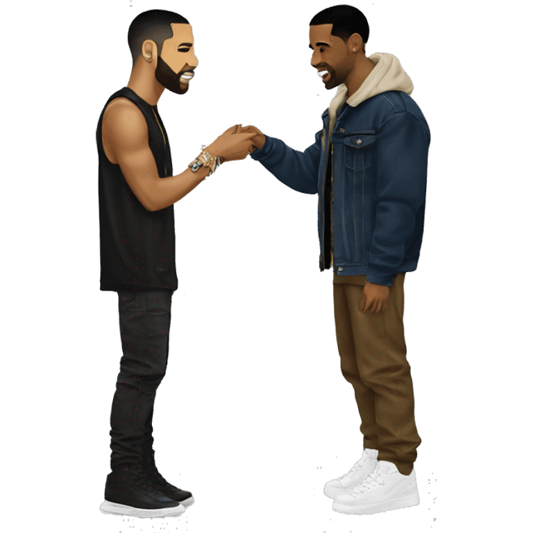 Travis Scott giving clothes to drake emoji