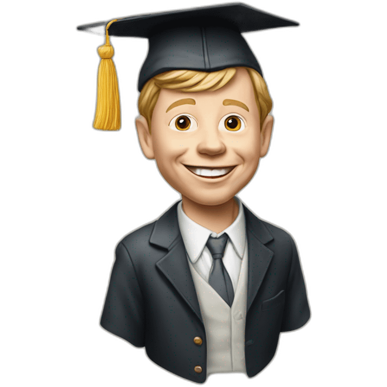 Alfred Neuman with a college graduate hat emoji