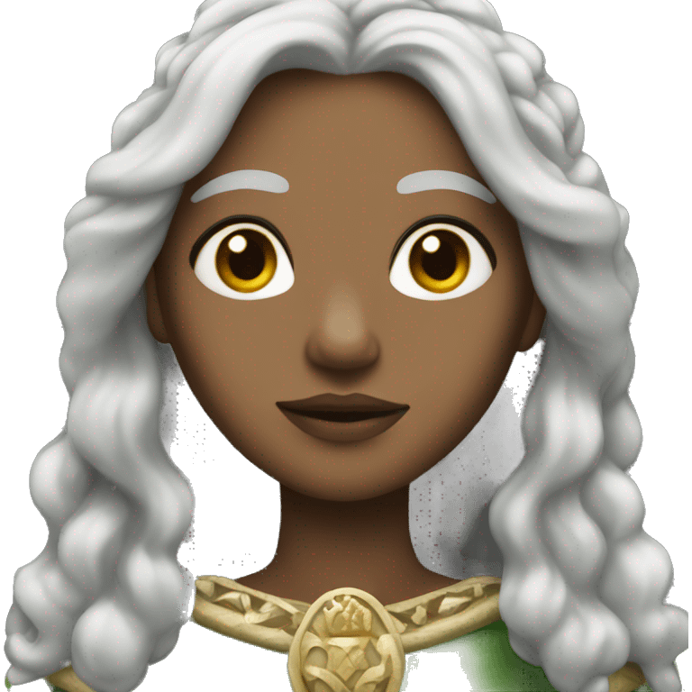 Irish Queen with light skin long gray hair and a crown emoji