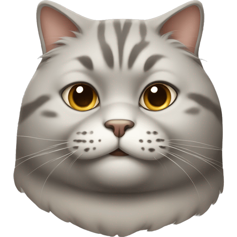 gray fat cat with a beige spot on the right side of the chin emoji