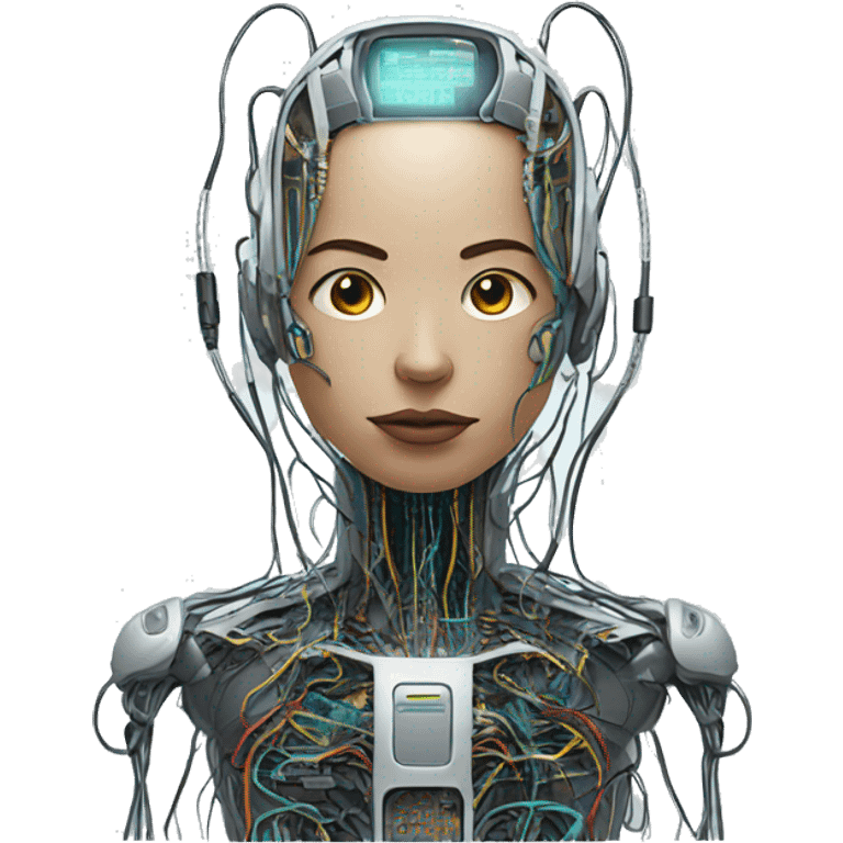 errored cyborg with wires and circuits  emoji