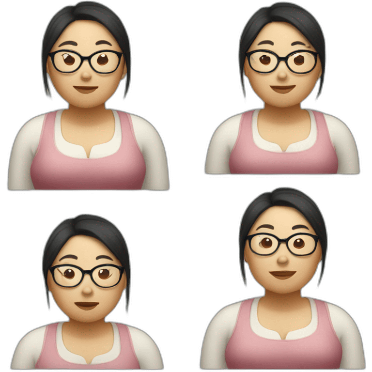 Fat Vietnamese lady with glasses emoji