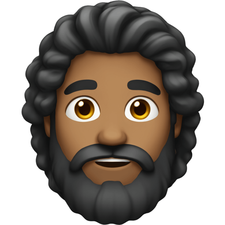 brown man long black hair and very long beard emoji