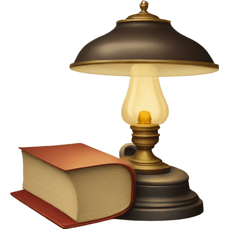 vintage lamp with open book emoji