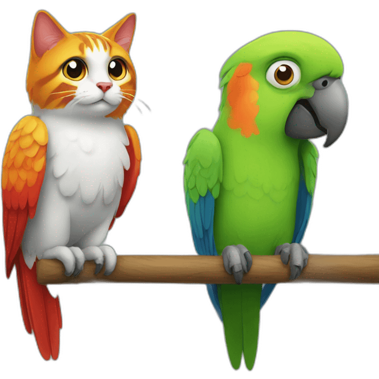 Parrot and cat emoji