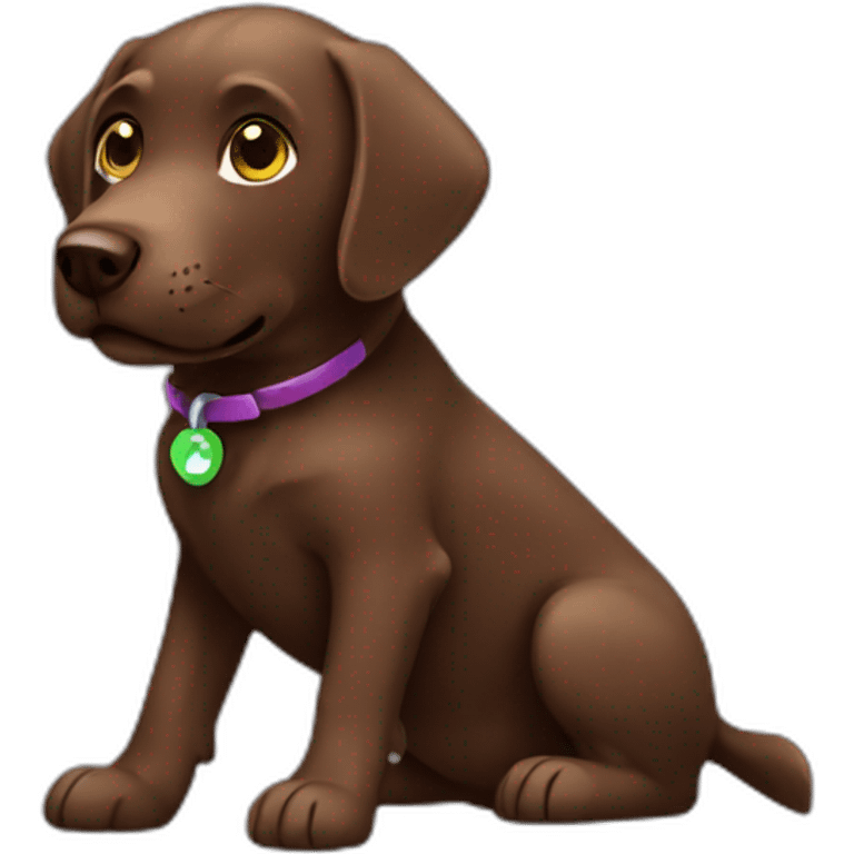 Labrador Retriver chocolate color playing videogames emoji