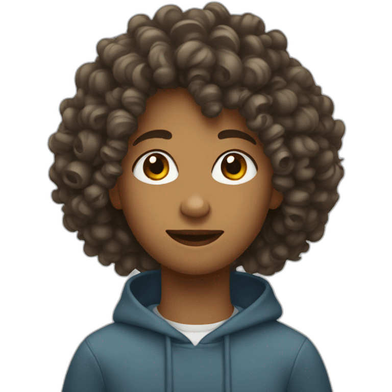 Teenager with curly hair emoji