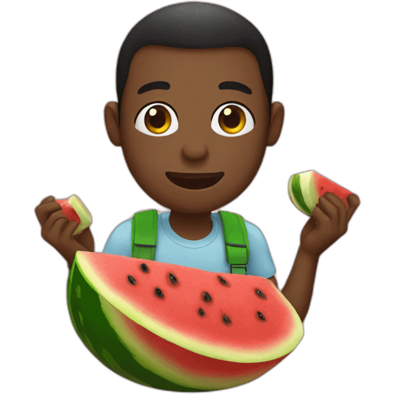 Black man eating watermelon emoji