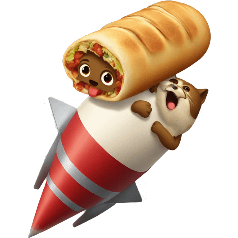 A Beast eating a chimichanga on a rocket  emoji