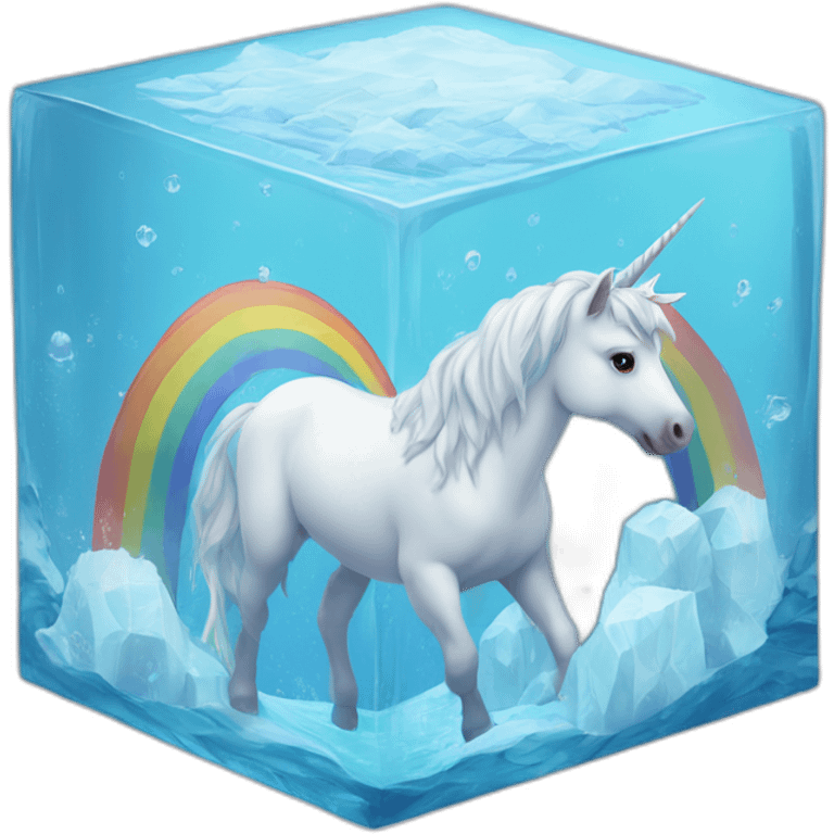 rainbow-unicorn-in-water-frozen-cube emoji