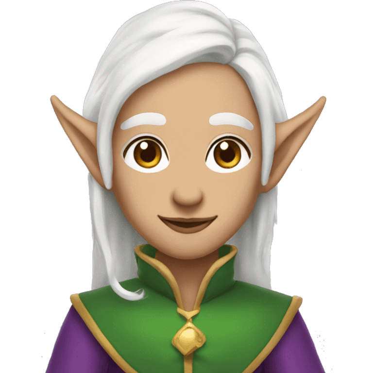 Elf with Elf ears and platinum hair and purple robes emoji