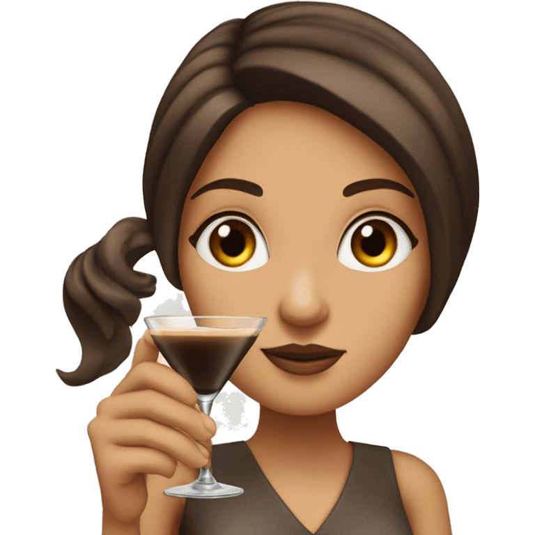 brunette girl holding an espresso martini emoji