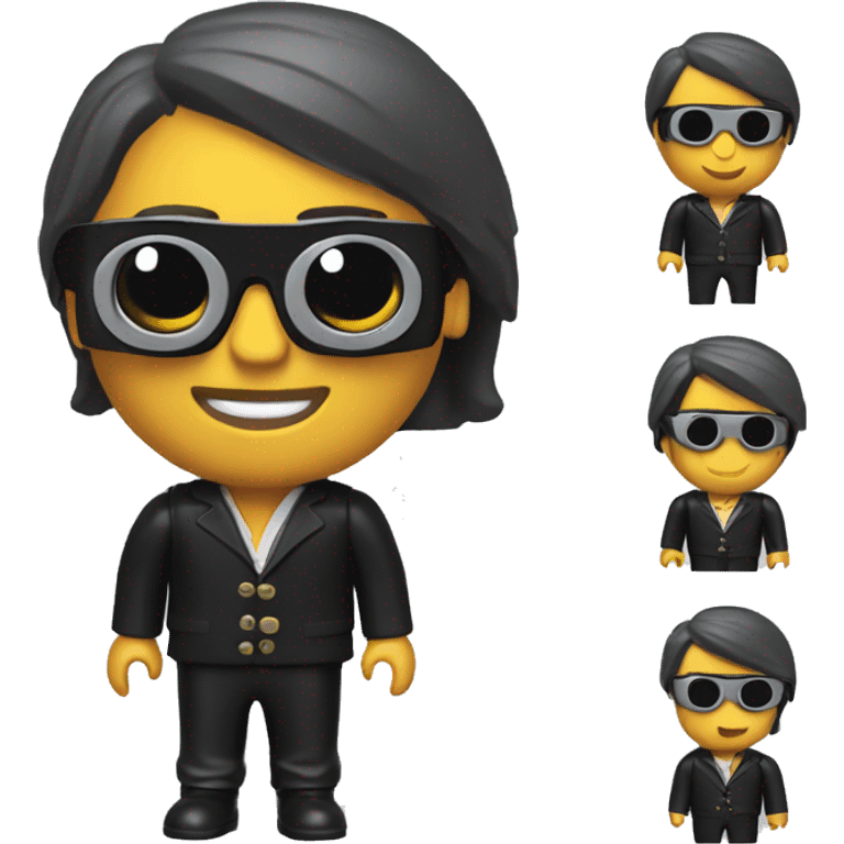 A stereotypical designer whith a black framed goggle as Playmobil figure emoji