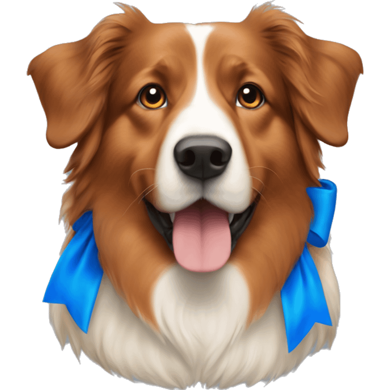 Red English shepherd dog with blue bow emoji