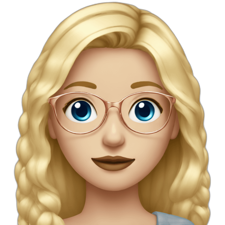 A Russian Girl with Blue eyes, Rosegold glasses and Blond hair emoji