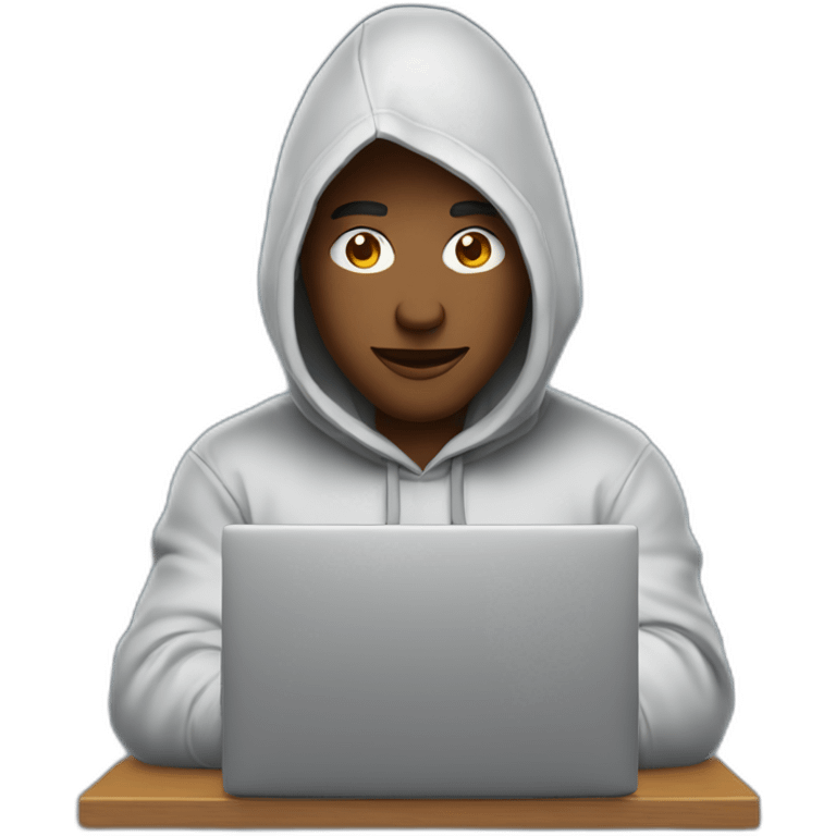 De bie Young man with a hood behind his laptop emoji