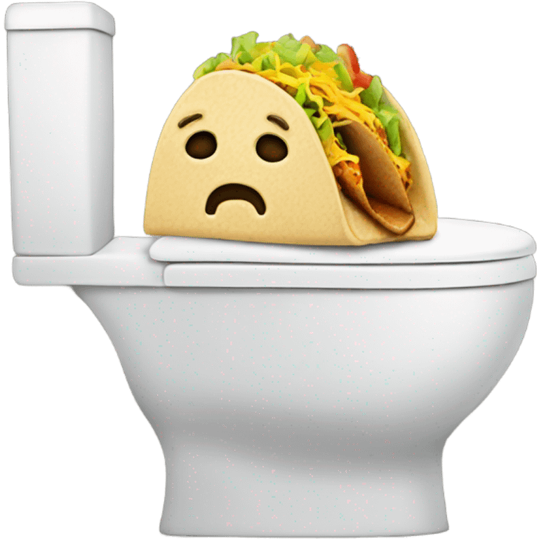 A toilet with a head coming out eating a taco emoji