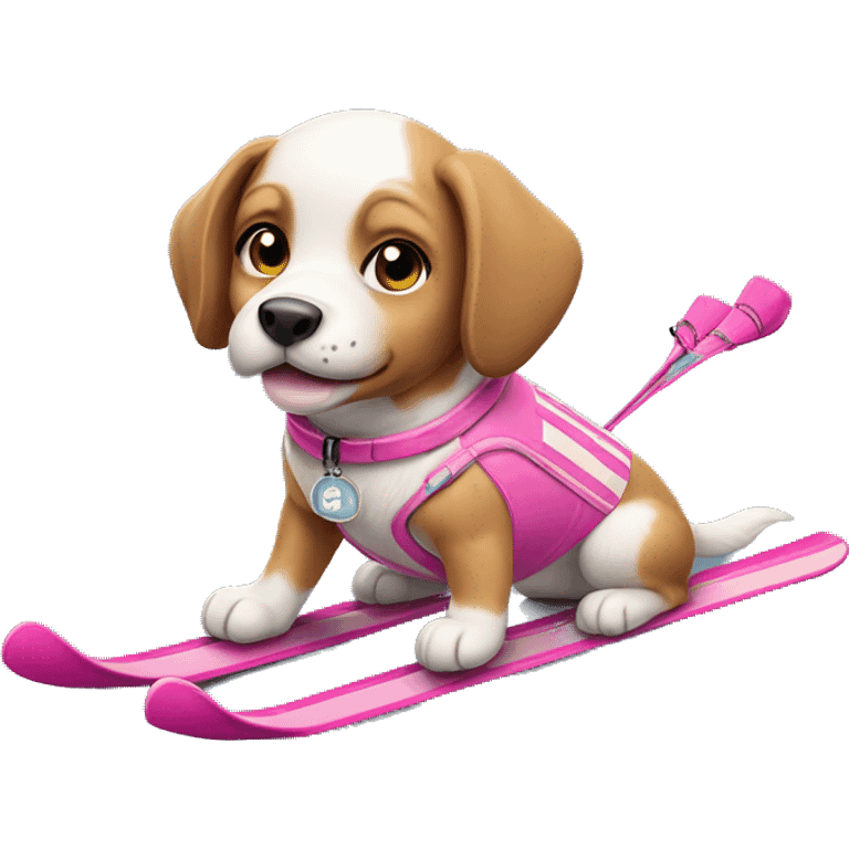  puppy pink skiing  emoji