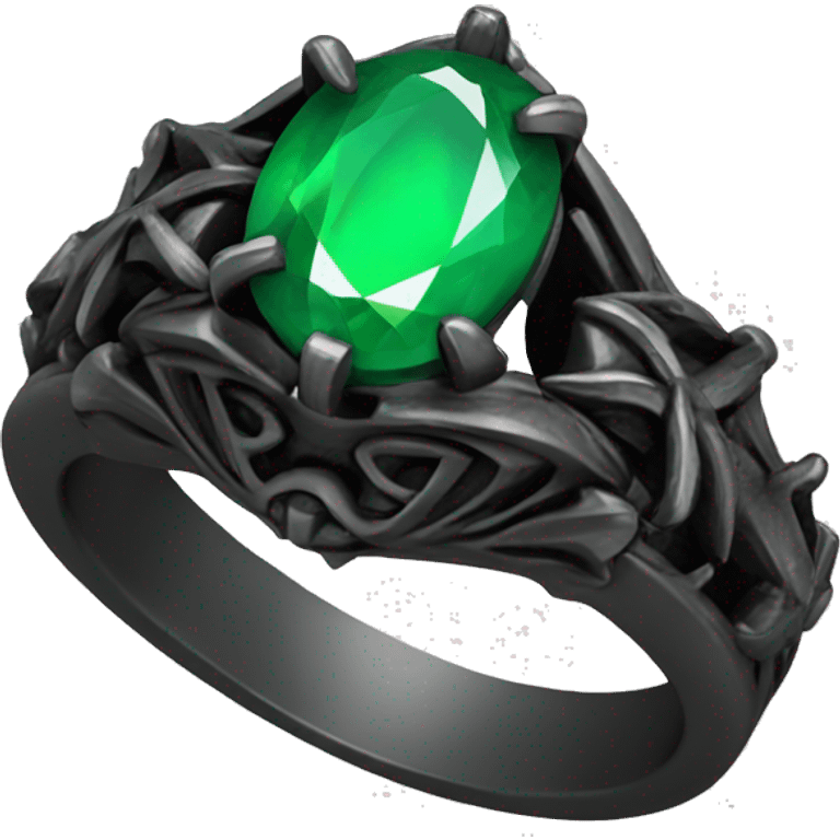 gothic ring with green stone emoji