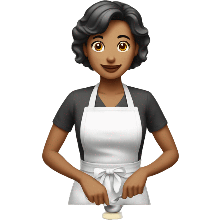 Housewife in apron setting table  emoji