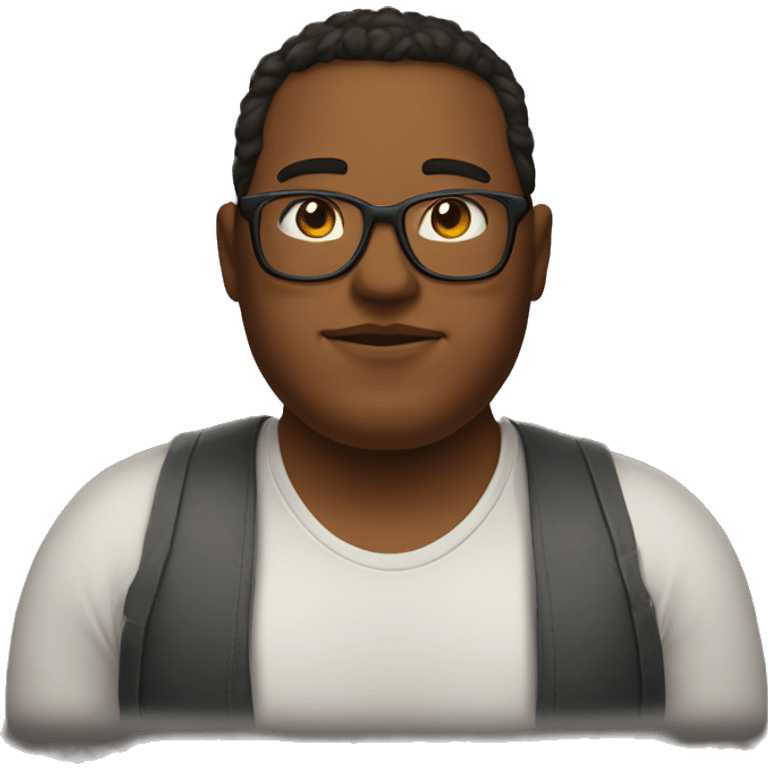 a young man with a fatter face, fair skin, brown and long hair and glasses emoji