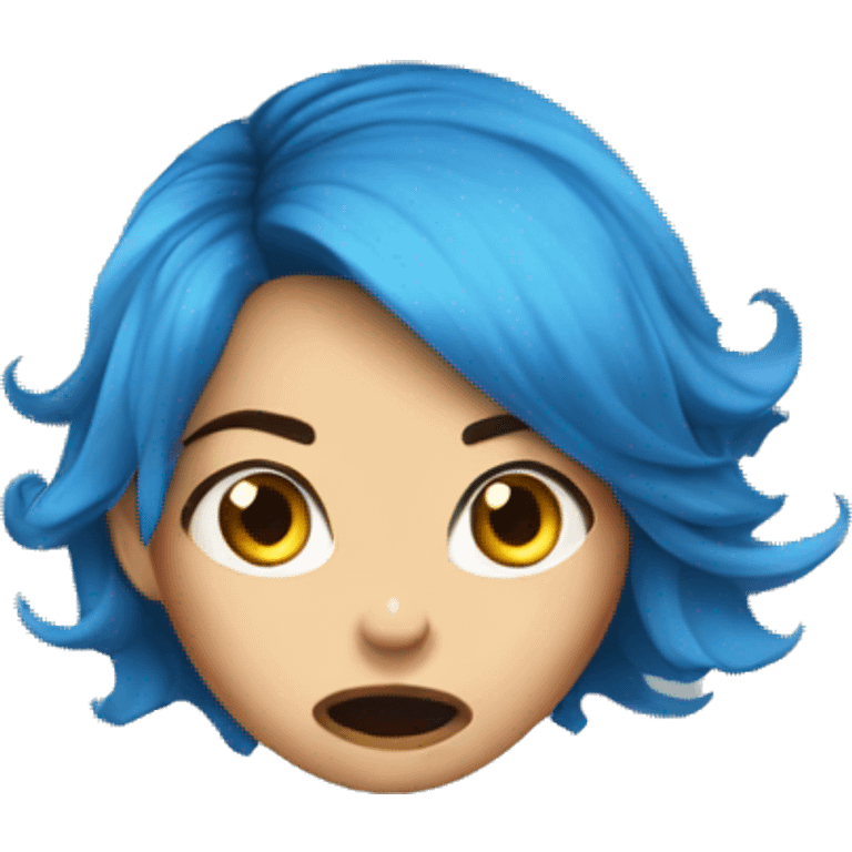 Mad blue hair girl emoji