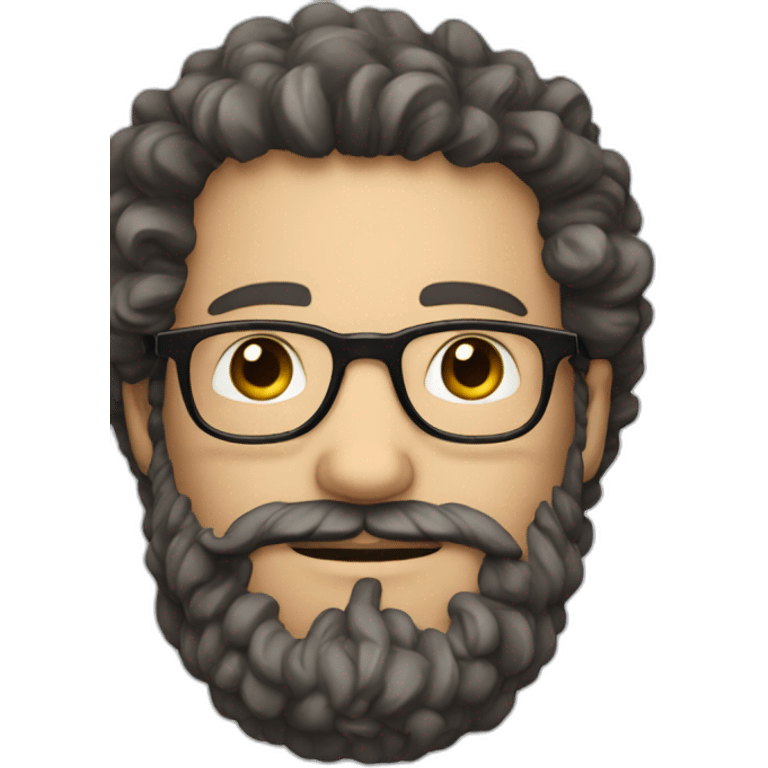 man with white skin and somewhat brown curly hair, big beard, glasses and big nose emoji