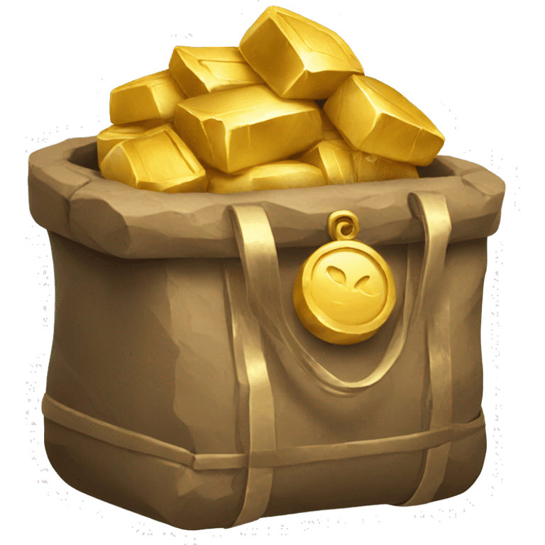 a bag of gold, wood and stone emoji