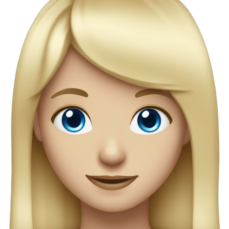 blond digital girl with bangs with blue eyes smiling emoji