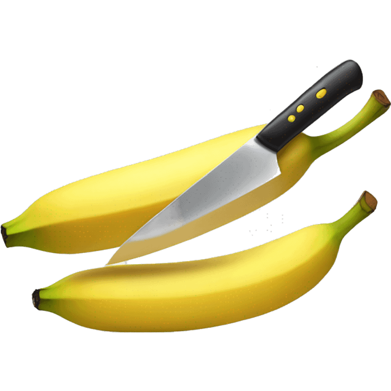 a banana being cut by a knife emoji