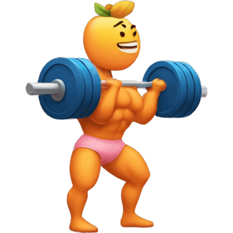 a bum shaped peach power lifting weights emoji