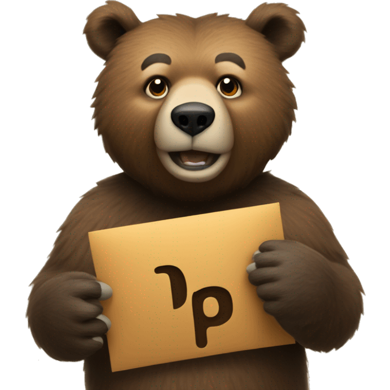 grizzley bear holding the letter p emoji