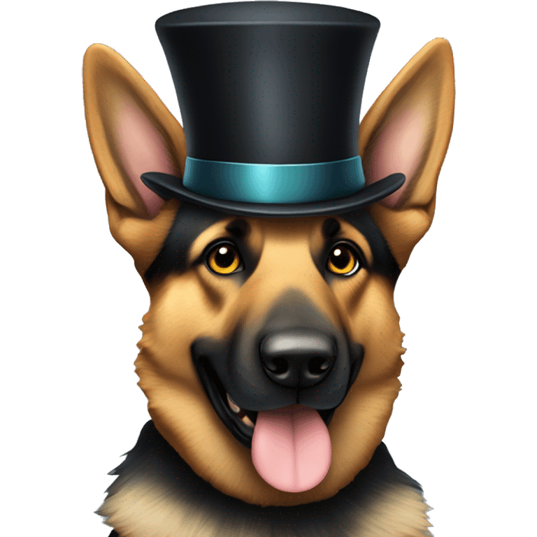 german shepherd with a top hat emoji