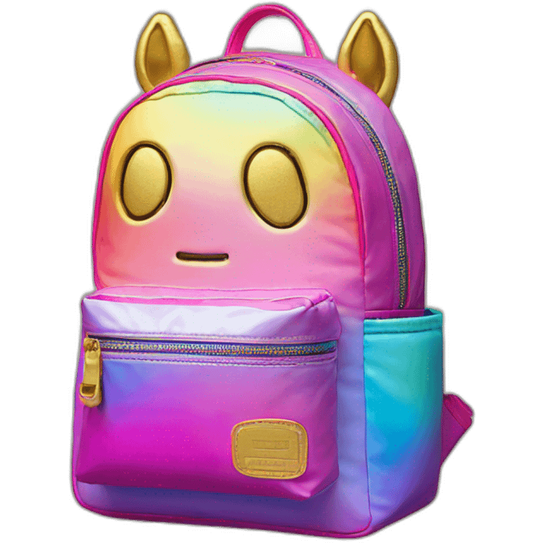 sprayground-golden-backpack-with-rainbow-unicorn emoji