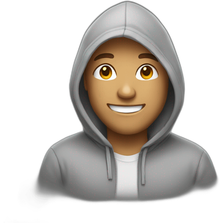 male in hoodie smiling emoji