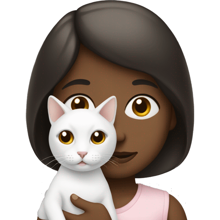 A child with a white cat emoji