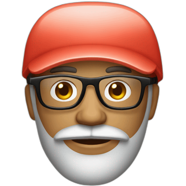 bearded portuguese designer with glasses and a light red cap emoji