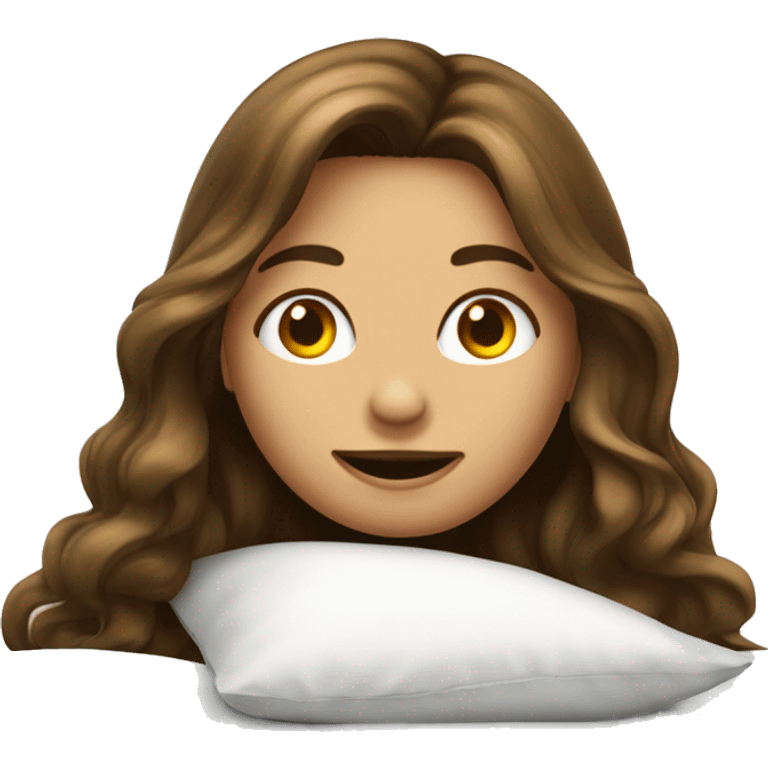 Una chica blanca con cabello liso acostada en una cama emoji