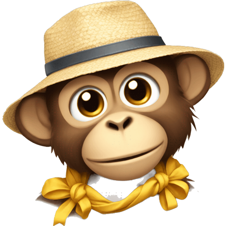 monkey with cute sun hat emoji