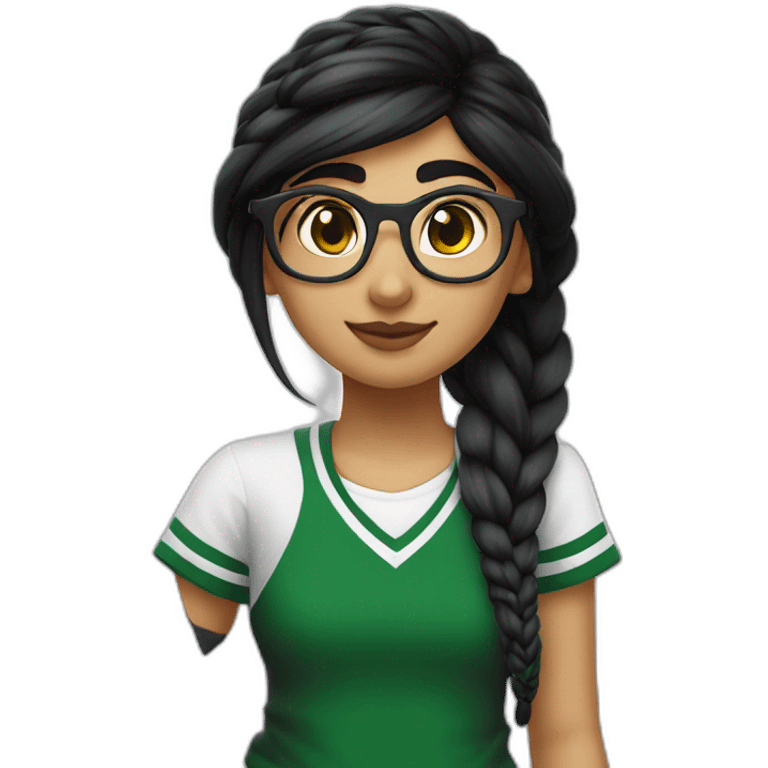 Mia Khalifa black braid white tshirt green sleeves slytherin logo emoji