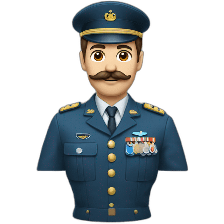 Un homme militaire avec une moustache carré et des cheveux bruns qui lève la main et qui est énervé  emoji