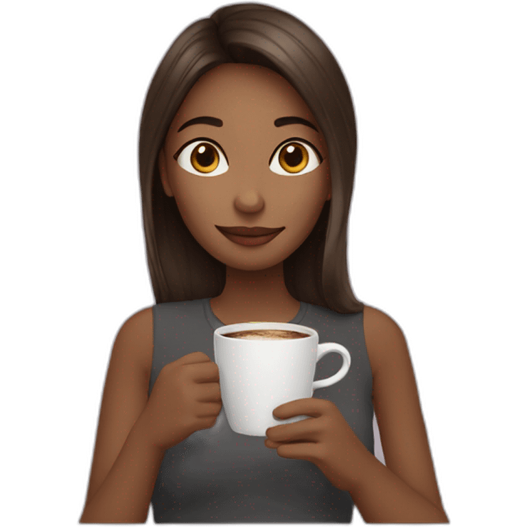 A girl drinking coffee emoji