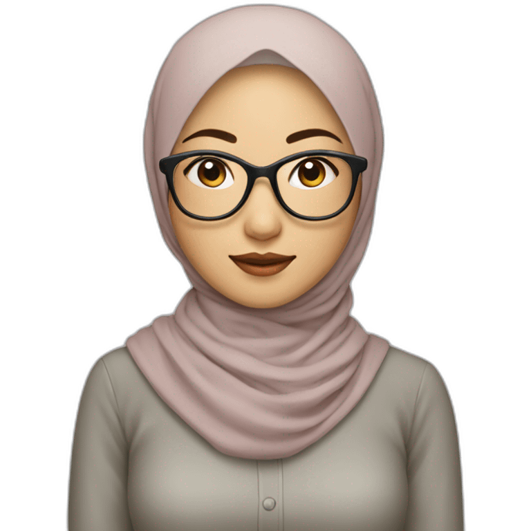 Beauty asian woman wear hijab and glasses emoji